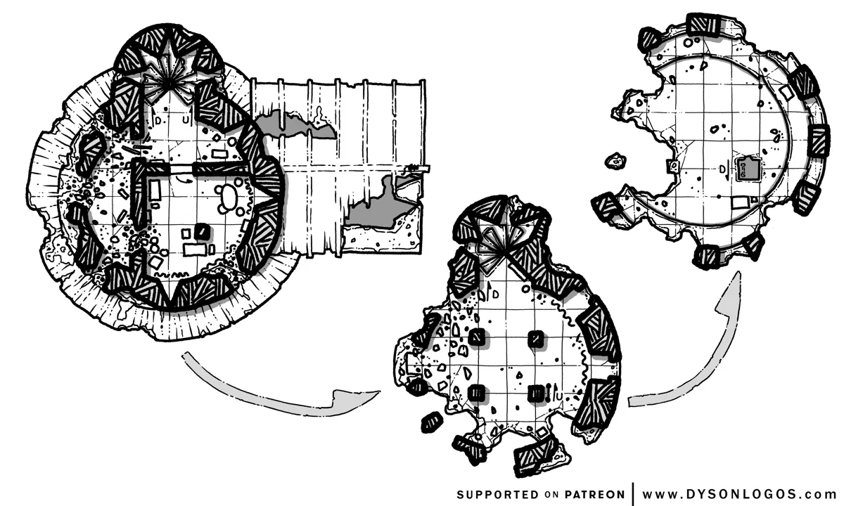 Mappa: Dungeon su Scheda II - Mappa 4 - Rovine della Torre