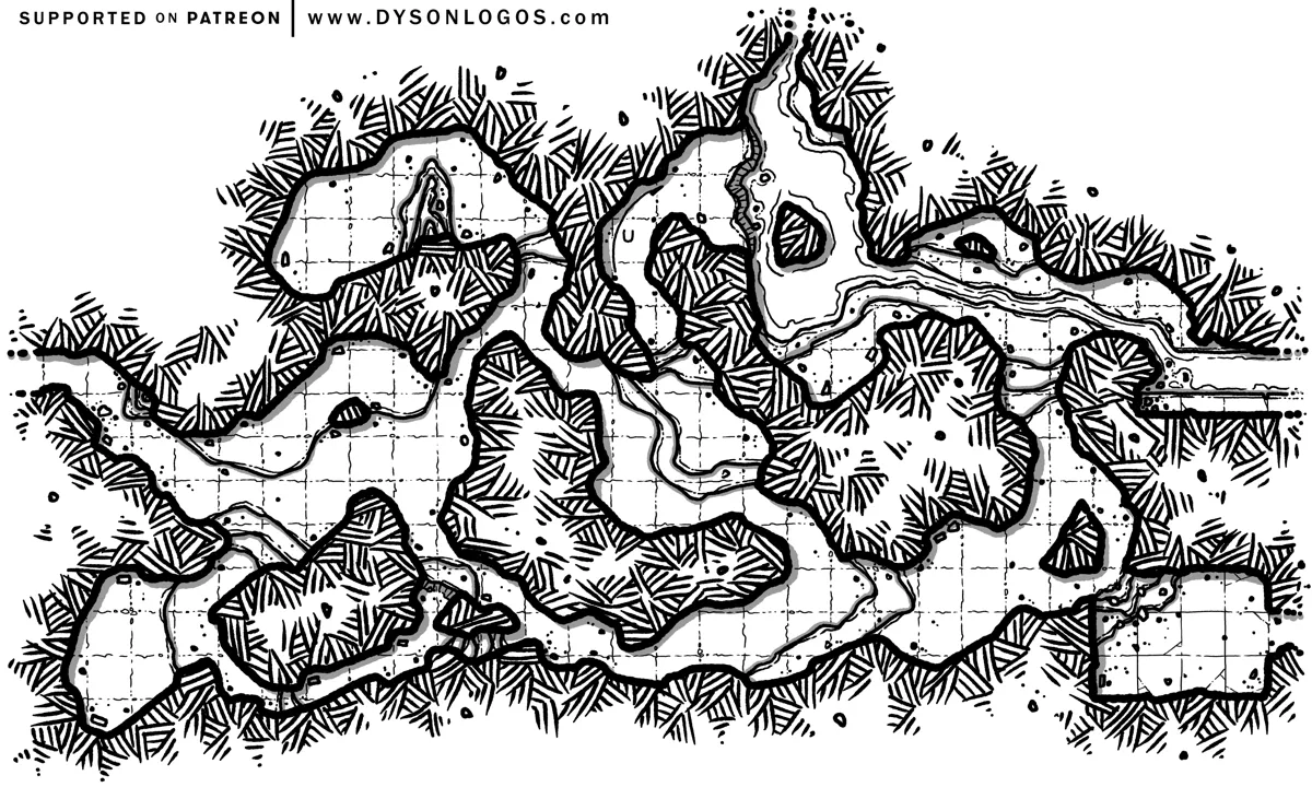 Mappa: Dungeon su Scheda II - Mappa 8 - Caverne Comunicanti