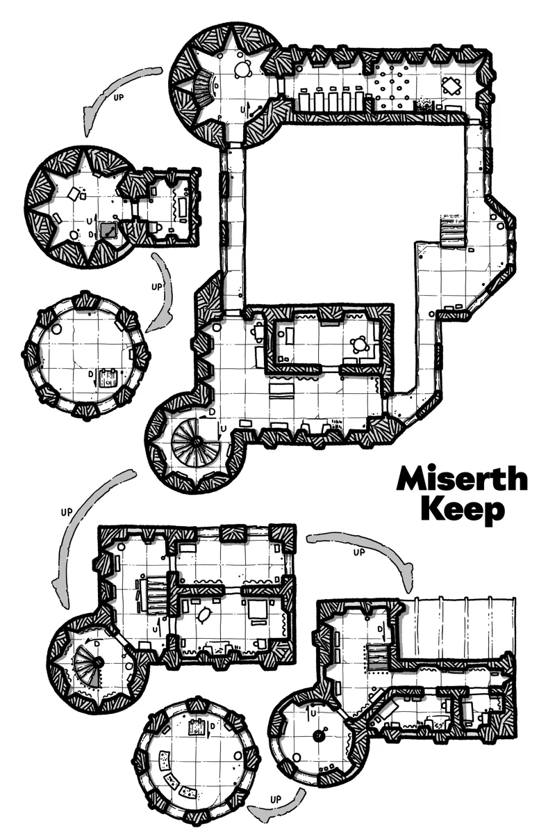 Mappa: Fortino di Miserth - Livelli Superiori