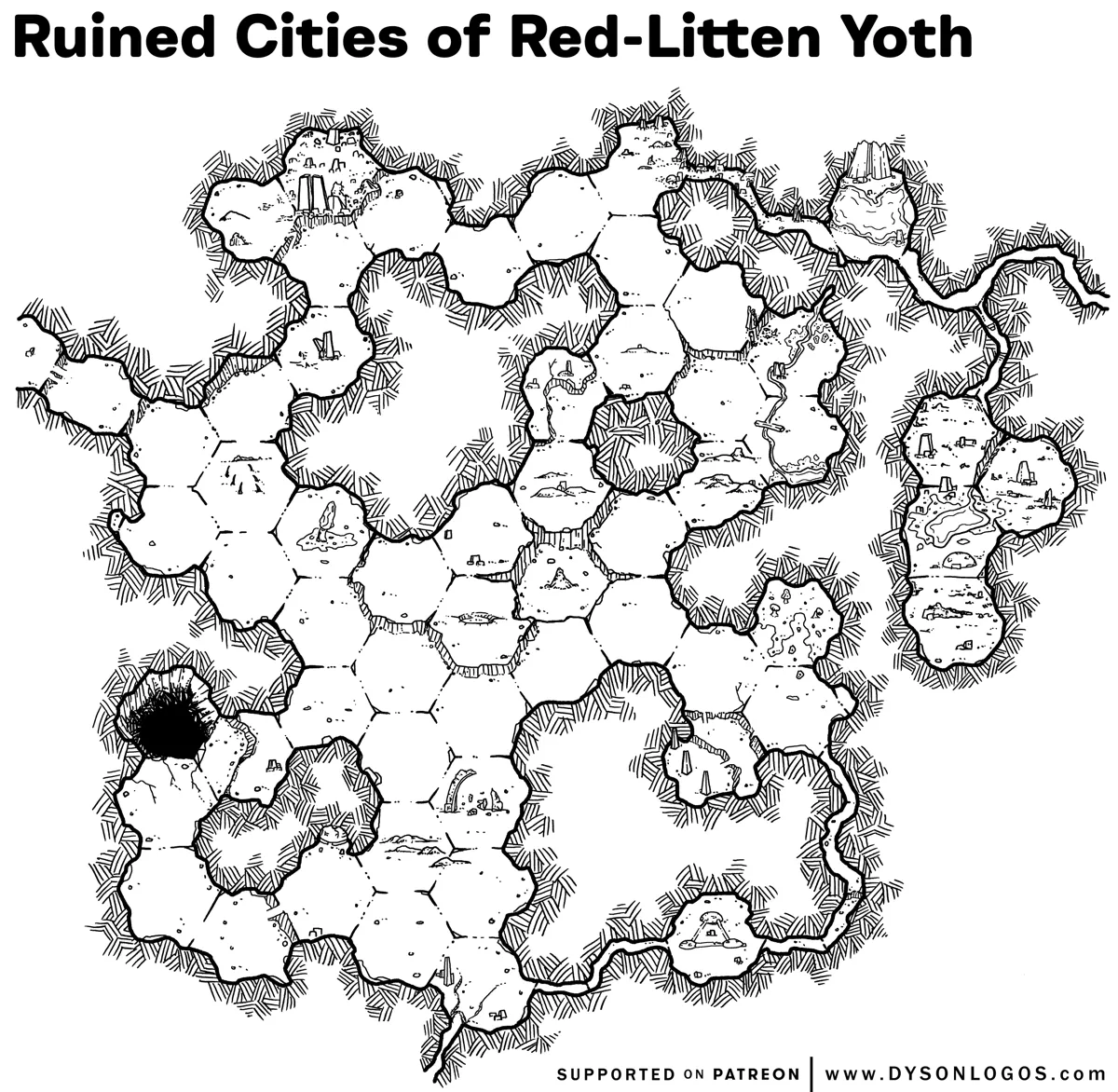 Mappa: Le Città in Rovina di Yoth
