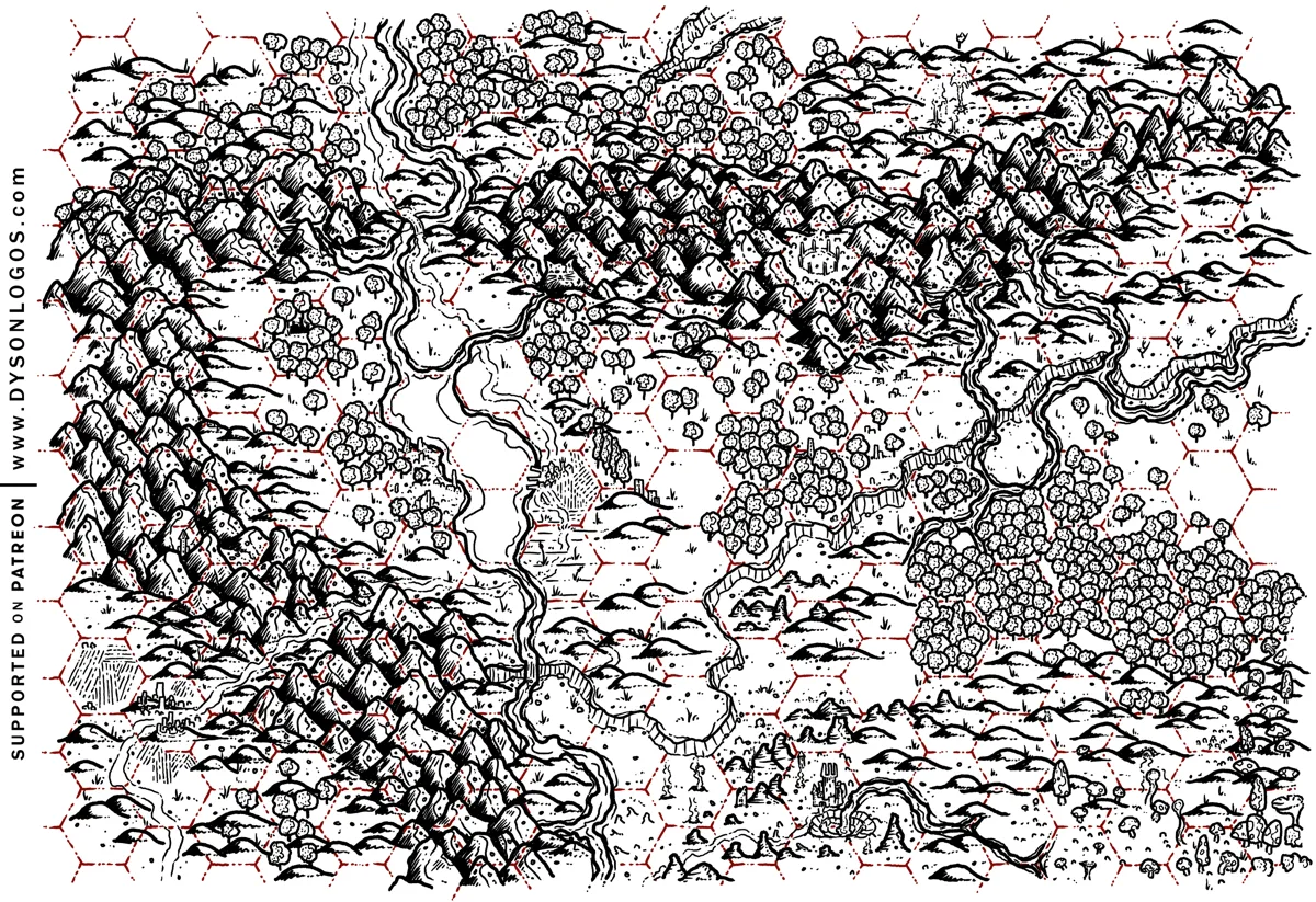 Mappa: Le Terre d'Autunno - Mappa Esagonale E