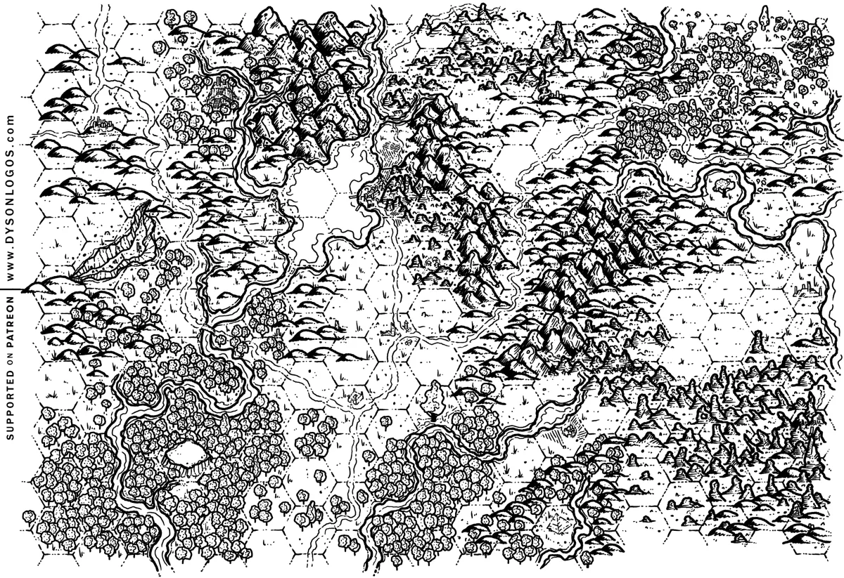 Mappa: Le Terre d'Autunno - Mappa Esagonale F