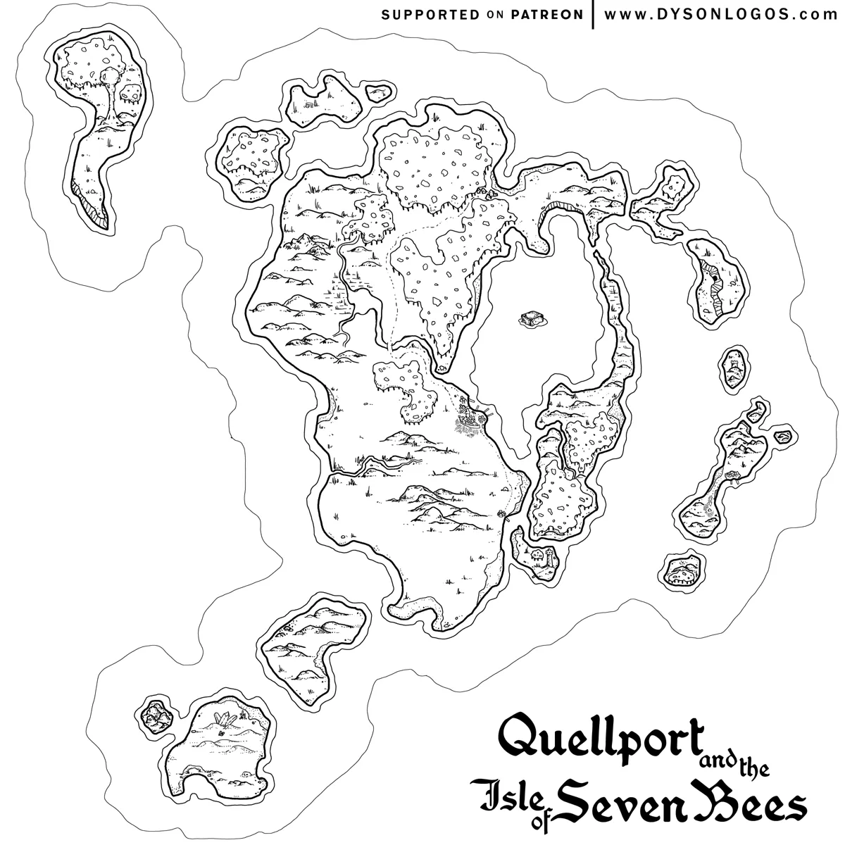Mappa: Quellport e l'Isola delle Sette Api