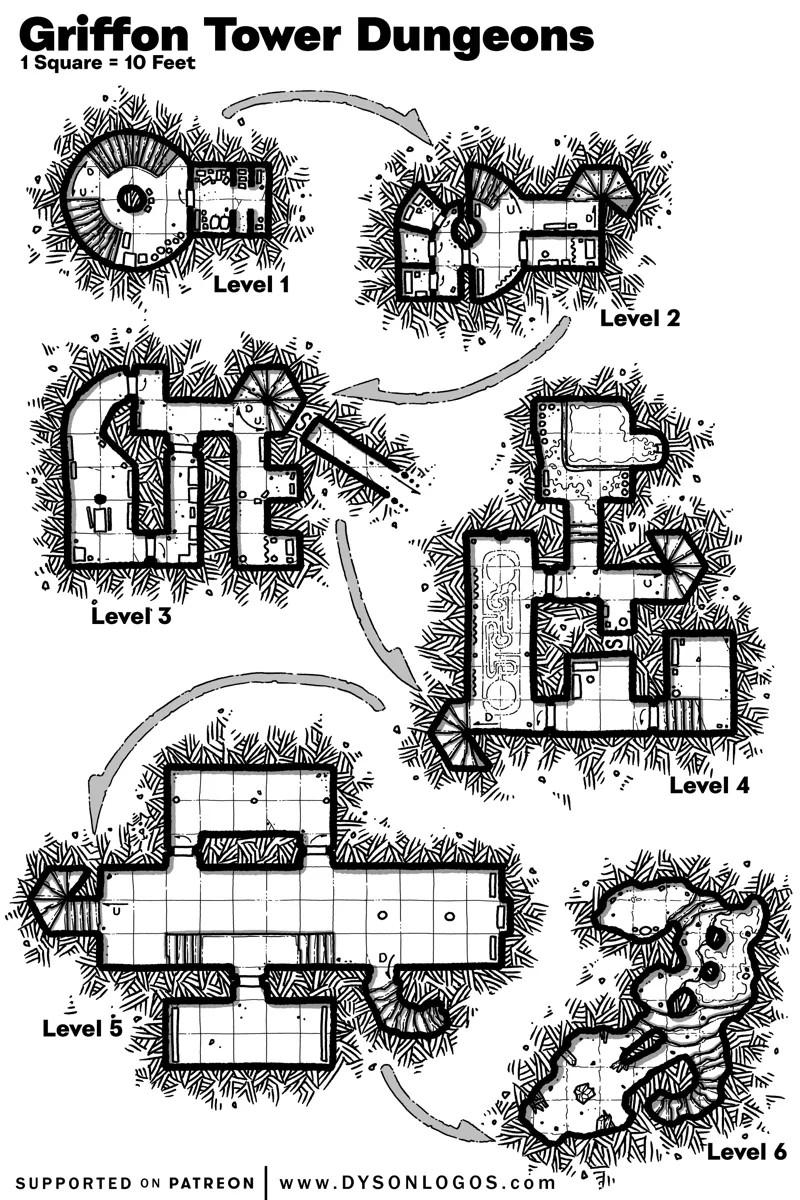 Mappa: Sotterranei della Torre del Grifone